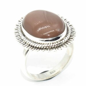 Silver Peach Moonstone(8.1ct) Ring