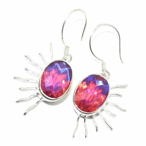 Silver Pink Mystic Quartz(12.6ct) Earrings