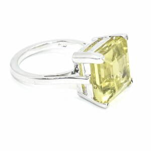 Silver Lemon Quartz(23.4ct) Earring Ring Set