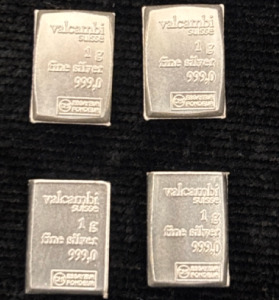 (4) 1 Gram Bars Of .999 Fine Silver