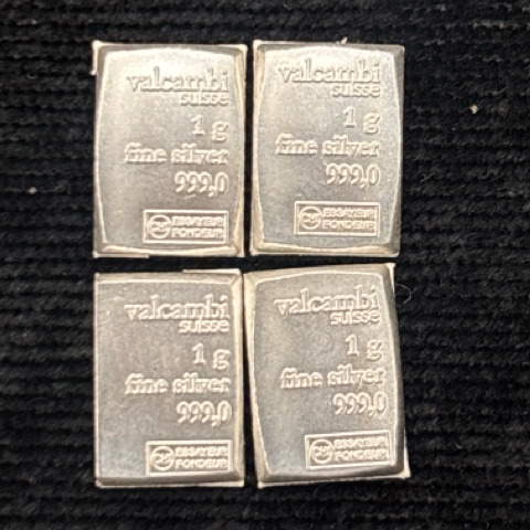 (4) 1 Gram Bars Of .999 Fine Silver