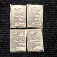 (4) 1 Gram Bars Of .999 Fine Silver