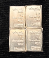 (4) 1 Gram Bars Of .999 Fine Silver