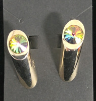 Vintage Gold Leaf Cuff Link And Tie Bar With Lab Rubies, Sterling Silver Cuff Links With Lab Emeralds - 2