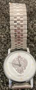 NICE STAINLESS STEEL RUSSIAN DRESS WATCH.