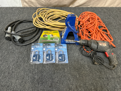 Extension Cords, Gym Locks, Drill, and More