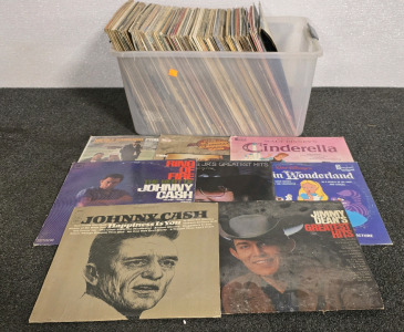 Totes Full Or Vinyl Records Including Johnny Cash, Merle Haggard, Bank Williams Jr And More