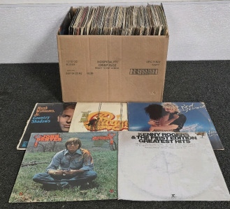 Box Of Vinyl Records Including John Denver, Rod Stewart, Kenny Rogers And More