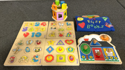 (6) Wooden Matching Puzzles & (1) My First Felt Books Set