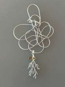 .925 Silver Evergreen Branch with Pine Cone Necklace