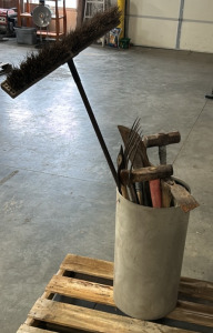 Barrel Full of Yard Tools