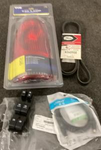 SUBURU WINDIW CONTROL REPLACEMENT, SERPENTINE BELT, FORD DRIVER SIDE TAIL LIGHT.