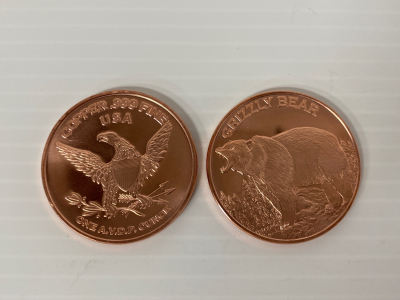 (2) 1 Oz Fine Copper Rounds