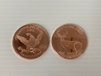 (2) 1 Oz Fine Copper Rounds