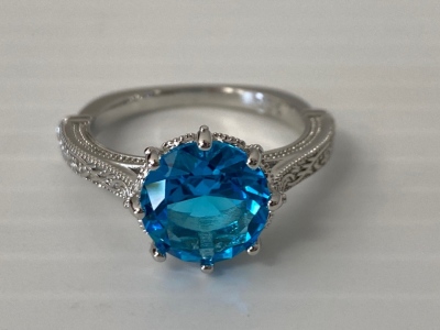 Size 9 Round Cut Aquamarine Ring