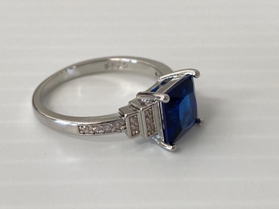 Size 9 Square Cut Sapphire Ring