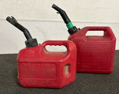 (2) Red Gas Cans - Different Sizes