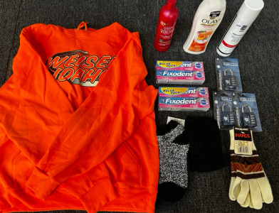 Weiser Sweatshirt, Gloves, Tooth Paste, Shower Products, And More