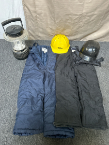 (2) Toddler Winter Coveralls, (2) Helmets and Lantern