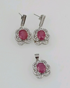 Red Earrings with Matching Pendent