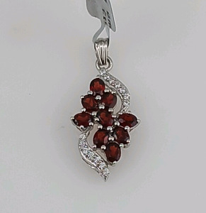 Cluster Garnet and CZ Woman's Pendent