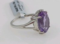 Amethyst Silver Ring(size 6.5) 925 Silver Womans Ring - 2