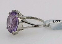 Amethyst Silver Ring(size 6.5) 925 Silver Womans Ring - 3