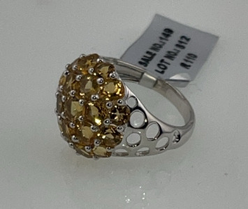 4.5ct. Round Cut And Faceted Citrine Gemstones .925 Silver Ring Size 6-1/2