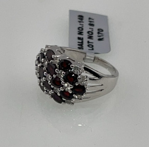 7.05ct. Oval Cut And Faceted Garnet Gemstone .925 Silver Ring Size 6-1/2