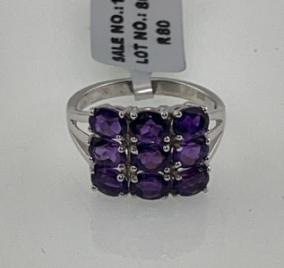 2.3ct. Oval Cut And Faceted Amethyst Gemstone .925 Silver Ring Size 6-1/2