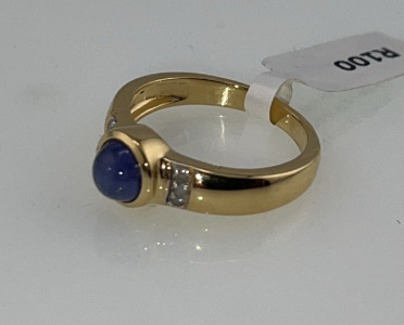 1.30ct. Tanzanite And White Diamond Gold Plated .925 Silver Ring Size 7-1/2