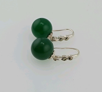 Green Onyx Dangle Silver Earrings