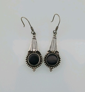 Silver 925 Black Dangle Earrings