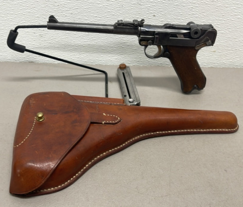 1900 Crown N Proof DWM WWI German American Eagle Model 47 9mm Luger, Semi Automatic Pistol W/ Leather Holster