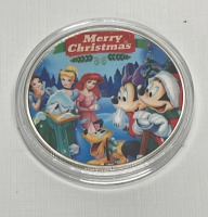 (4) “Merry Christmas” Mickey And Minnie Silver Plated 1 Oz. Collectible Coins - 2