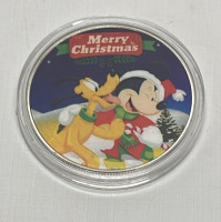 (4) “Merry Christmas” Mickey And Minnie Silver Plated 1 Oz. Collectible Coins - 3