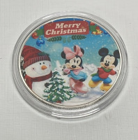 (4) “Merry Christmas” Mickey And Minnie Silver Plated 1 Oz. Collectible Coins - 4