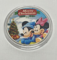 (4) “Merry Christmas” Mickey And Minnie Silver Plated 1 Oz. Collectible Coins - 5