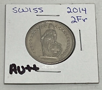 (7) Swiss Coins Dated 1974-2014 (AU+ And AU++), (2) Roles 1963 D Lincoln Memorial Pennies (BU++) - 2