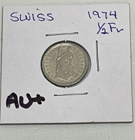 (7) Swiss Coins Dated 1974-2014 (AU+ And AU++), (2) Roles 1963 D Lincoln Memorial Pennies (BU++) - 7