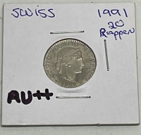 (7) Swiss Coins Dated 1974-2014 (AU+ And AU++), (2) Roles 1963 D Lincoln Memorial Pennies (BU++) - 8