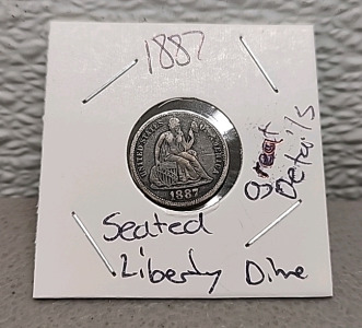 1887 Seated Liberty Dime With Great Details In Protective Case