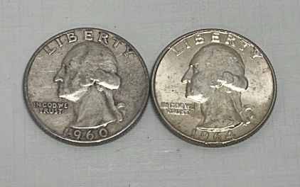 (2) Washington Silver Quarters Dated 1960 And 1964