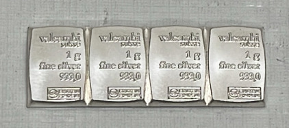 (4) One Gram .999 Fine Silver Bars