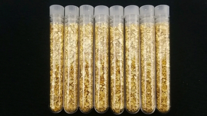 (8) Vials/Bottles Of Gold Flakes/Leaf Gold