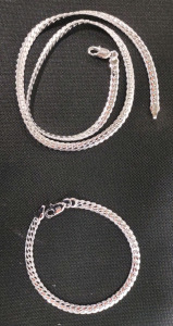 (1) 19½" 925 Chain Necklace & (1) Matching 8" Chain Bracelet