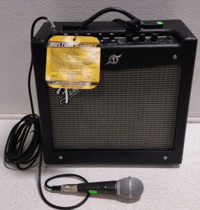 (1) Mustang Fender V.2 Guitar Amplifier w/ Audio Technica ATR30 Microphone