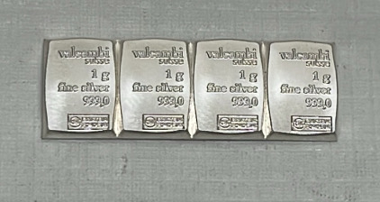 (4) One Gram .999 Fine Silver Bars