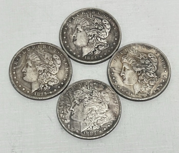 (4) 1884 To 1887 Lady Liberty Dollar Coins-Collectible Replica Coins