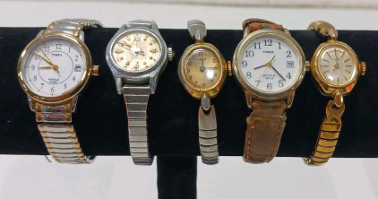 (5) Women Watches (4) Timex, (1) Bulova Women's Watch